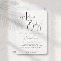 Hello Baby Modern Script Baby Shower Invitation