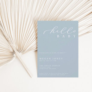 Hello Baby Modern Script Minimalist Baby Shower Invitation