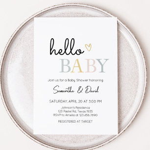 Hello Baby Neutral Minimalist Baby Shower Invitation