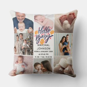 Hello Baby Newborn Baby Birth Stats 8 Photos Cushion