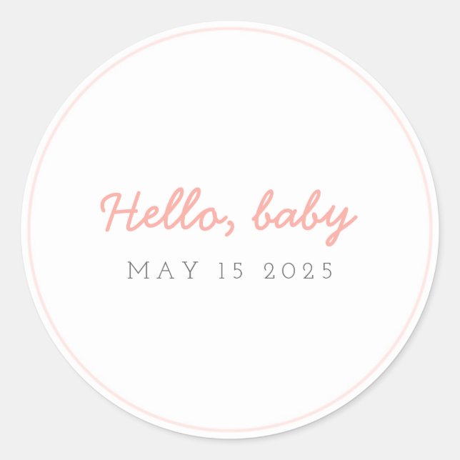 Hello Baby Peach Sticker (Front)