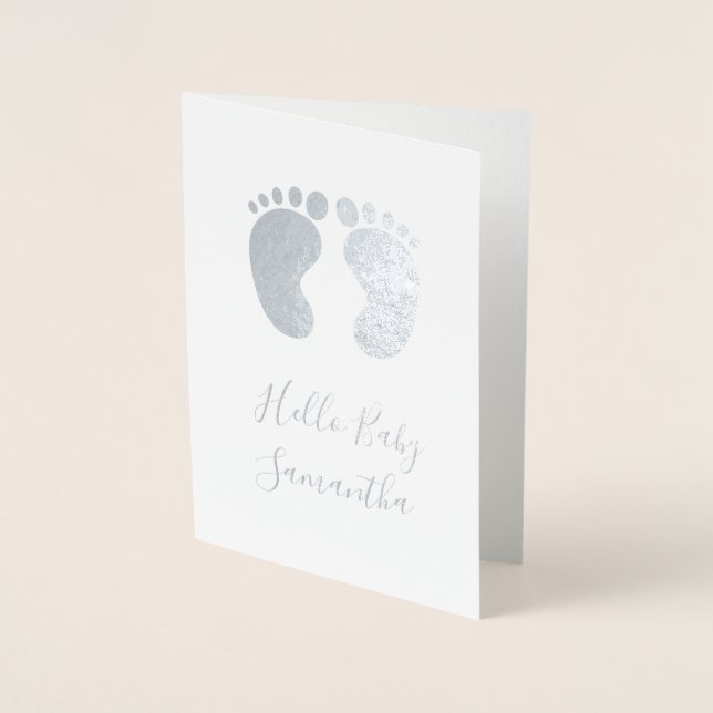 Hello baby Personalised Name Foil Card (Front)