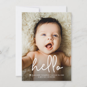 Hello Baby Photo Birth announcement Thank you 