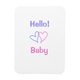 Hello baby pink purple heart name watercolor boho magnet