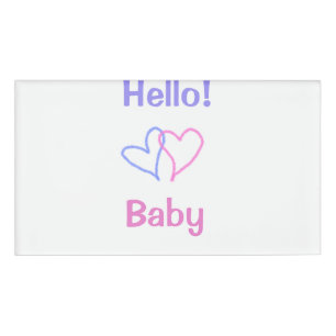 Hello baby pink purple heart name watercolor boho tag