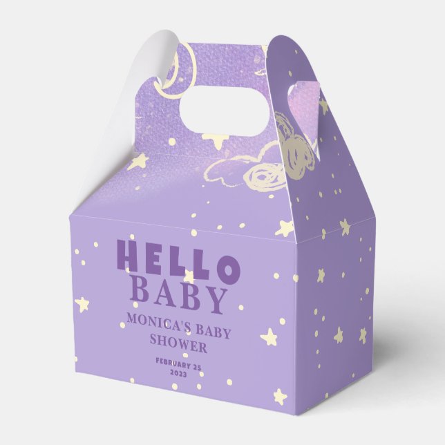 Hello Baby Purple Dream Baby Shower Favour Box (Front Side)