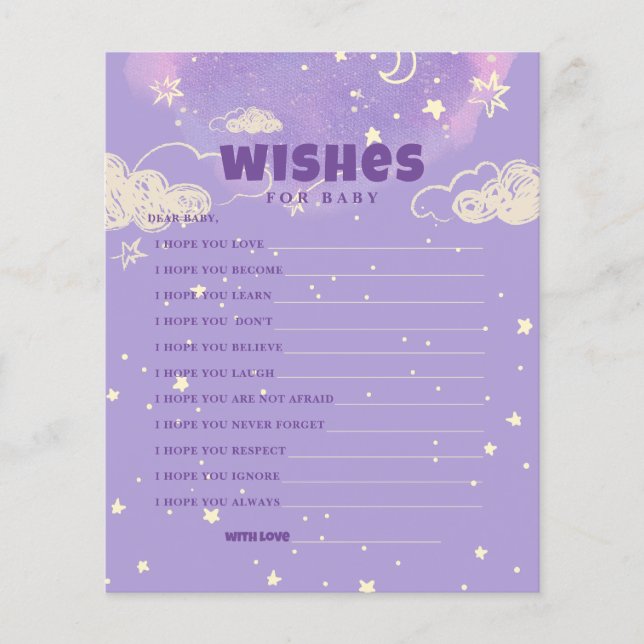 Hello Baby Purple Dream Wishes For Baby Shower (Front)