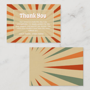 Hello Baby Retro Sage Green Orange Thank You Enclosure Card