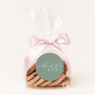 Hello Baby Sage Minimalist Script Baby Shower Classic Round Sticker