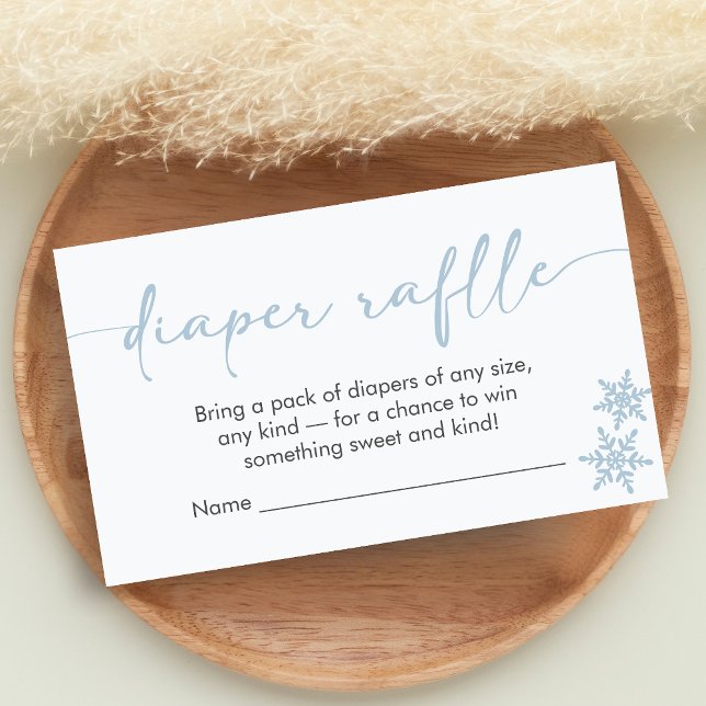 Hello Baby Shower Diaper Raffle Enclosure Card (Winter Baby Shower Diaper Raffle)