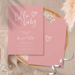Hello Baby Shower Dusty Rose Pink Baby Girl Invitation<br><div class="desc">A modern minimalist baby shower invitation featuring a cute hand-drawn heart and stylish typography on a dusty rose pink background. Designed by Thisisnotme©</div>