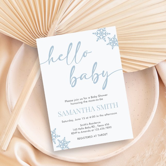 Hello Baby Shower Invitation (Winter Baby Shower Invitation)