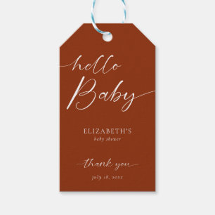 Hello Baby Shower Minimal Copper Neutral Boho  Gift Tags