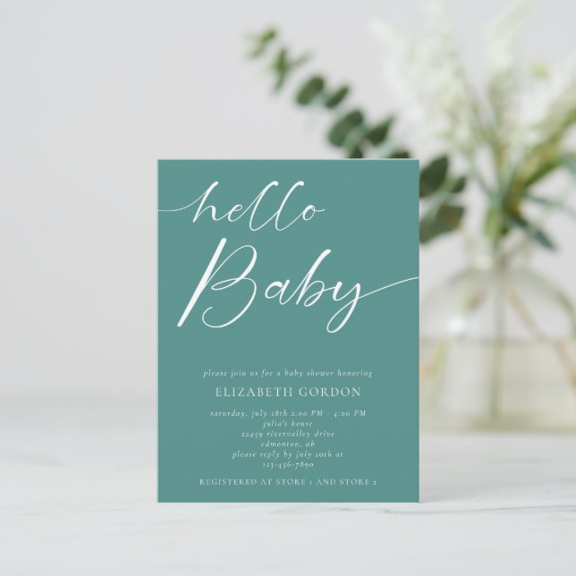 Hello Baby Shower Minimalist Gender Neutral Boho   Postcard (Standing Front)