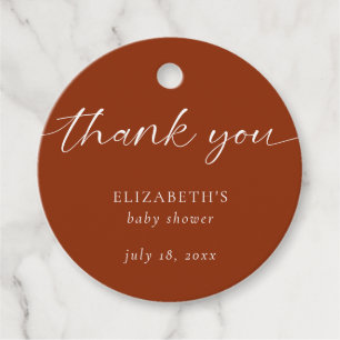 Hello Baby Shower Terra cotta Neutral Bohemian Favour Tags