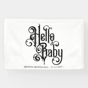 Hello Baby Stylish Gothic Ornament Banner