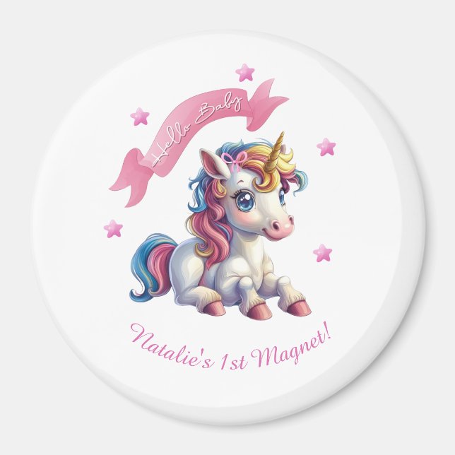 Hello Baby Unicorn Design Magnet (Front)