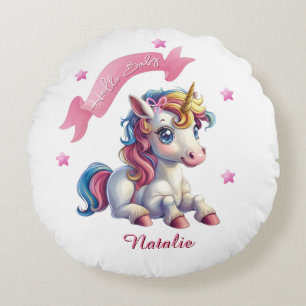 Hello Baby Unicorn Round Cushion
