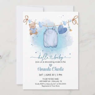 Hello Baby valentine's day Boy baby shower Invitation