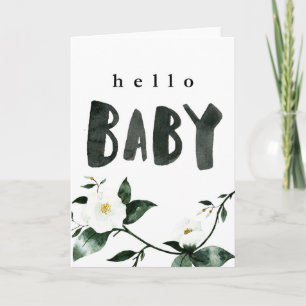 Hello Baby Watercolor Floral Card