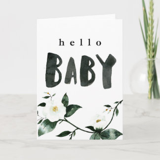Hello Baby Watercolor Floral Card