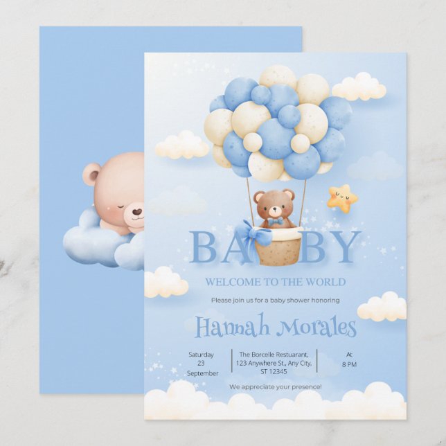 Hello Baby | Welcome to the World Baby Invitation (Front/Back)