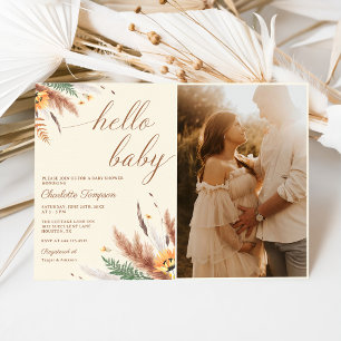Hello Baby Wildflower Baby Shower Photo Invitation