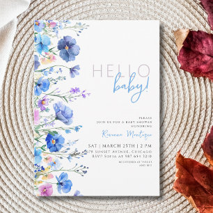 Hello Baby Wildflower Floral Meadow Baby Shower Invitation