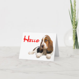 Hello Basset Hound Puppy Dog Note Card