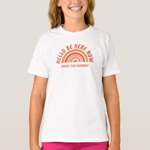 hello be here now kids t-shirt