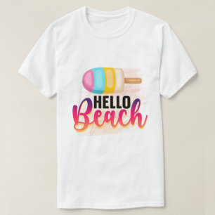 Hello Beach Summer Vacation Funny Beach Vibes T-Shirt