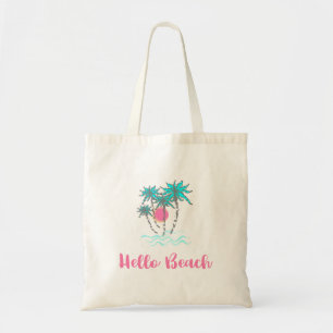 Hello Beach Tropical Style Summer Fun Tote Bag