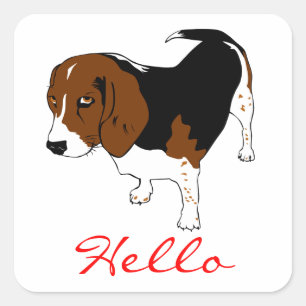 Hello Beagle Puppy Dog Greeting Stickers