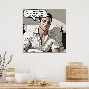 Hello Beautiful 1950's Romance Comic Poster