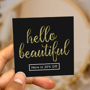 Hello Beautiful 3D Gold Script Salon Referral