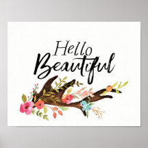 Hello Beautiful Antler and Flowers