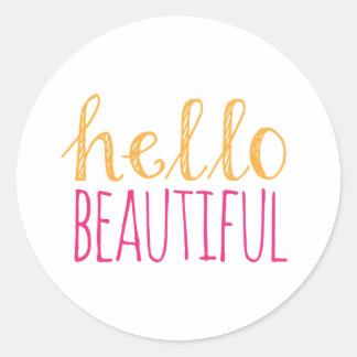 Hello Beautiful Classic Round Sticker