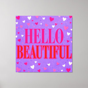 HELLO BEAUTIFUL Colorful Canvas Wall Art