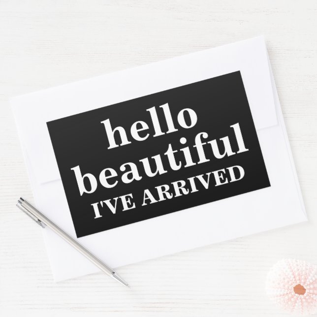 HELLO BEAUTIFUL CUSTOMIZED TEXT AND LOGO STYLISH  RECTANGULAR STICKER (Envelope)