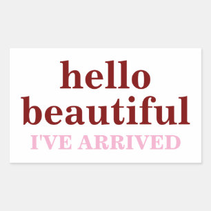 HELLO BEAUTIFUL CUSTOMIZED TEXT AND LOGO STYLISH RECTANGULAR STICKER