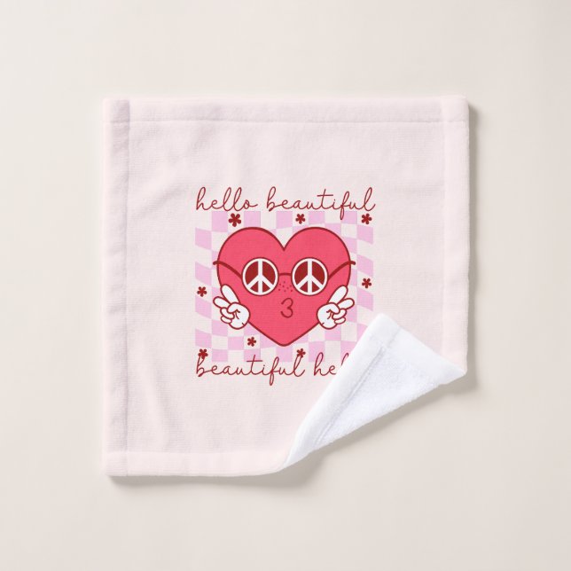 Hello Beautiful | Cute & Heartfelt Bath Towel Set (Wash Cloth)