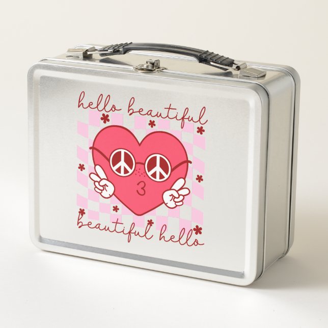 Hello Beautiful | Cute & Heartfelt Metal Lunch Box (Front)