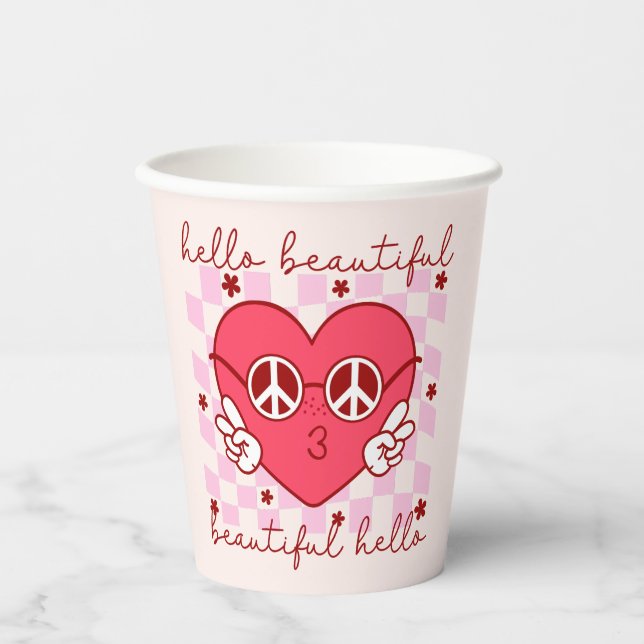 Hello Beautiful | Cute & Heartfelt Paper Cups (Front)