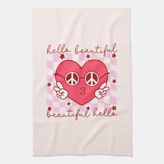 Hello Beautiful | Cute & Heartfelt Tea Towel (Vertical)