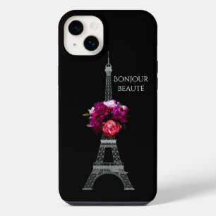 Hello Beautiful Dramatic Peonies With Eiffel Tower iPhone 14 Plus Case