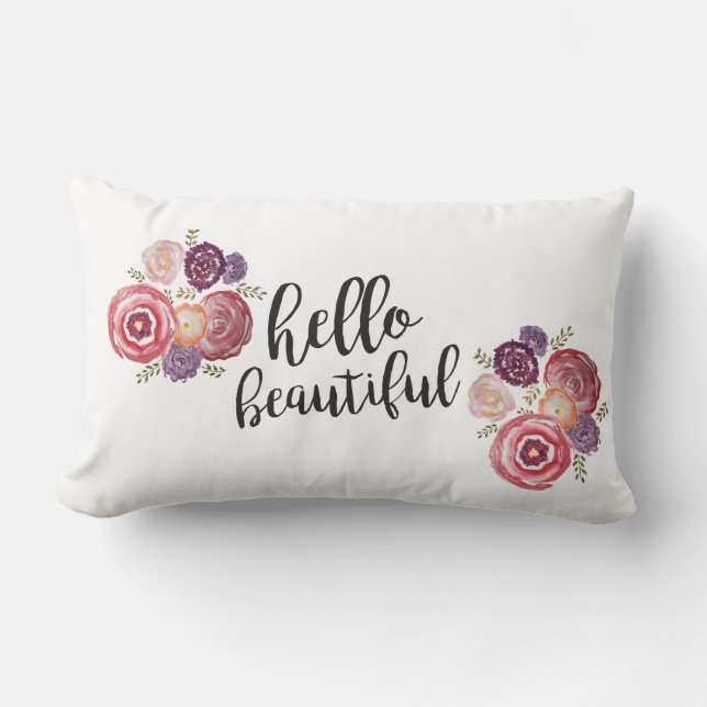 Hello Beautiful Flower Pillow (Front)