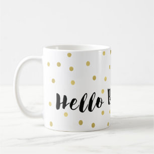 Hello Beautiful Gold Glitzy Dots Confetti Coffee Mug