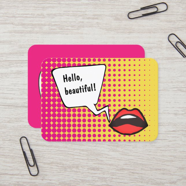 Hello Beautiful! Large Pop Art Business Card (Front/Back In Situ)