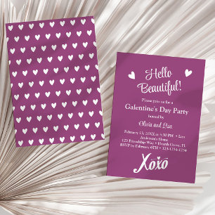 Hello Beautiful! Magical Purple XOXO Girls' Party Invitation