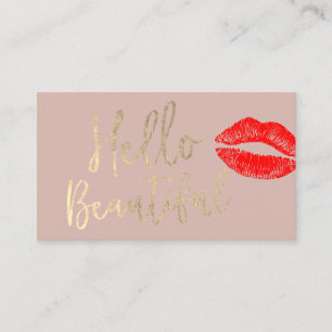 Hello Beautiful Makeup Artist Gold Typography Pink Business Card